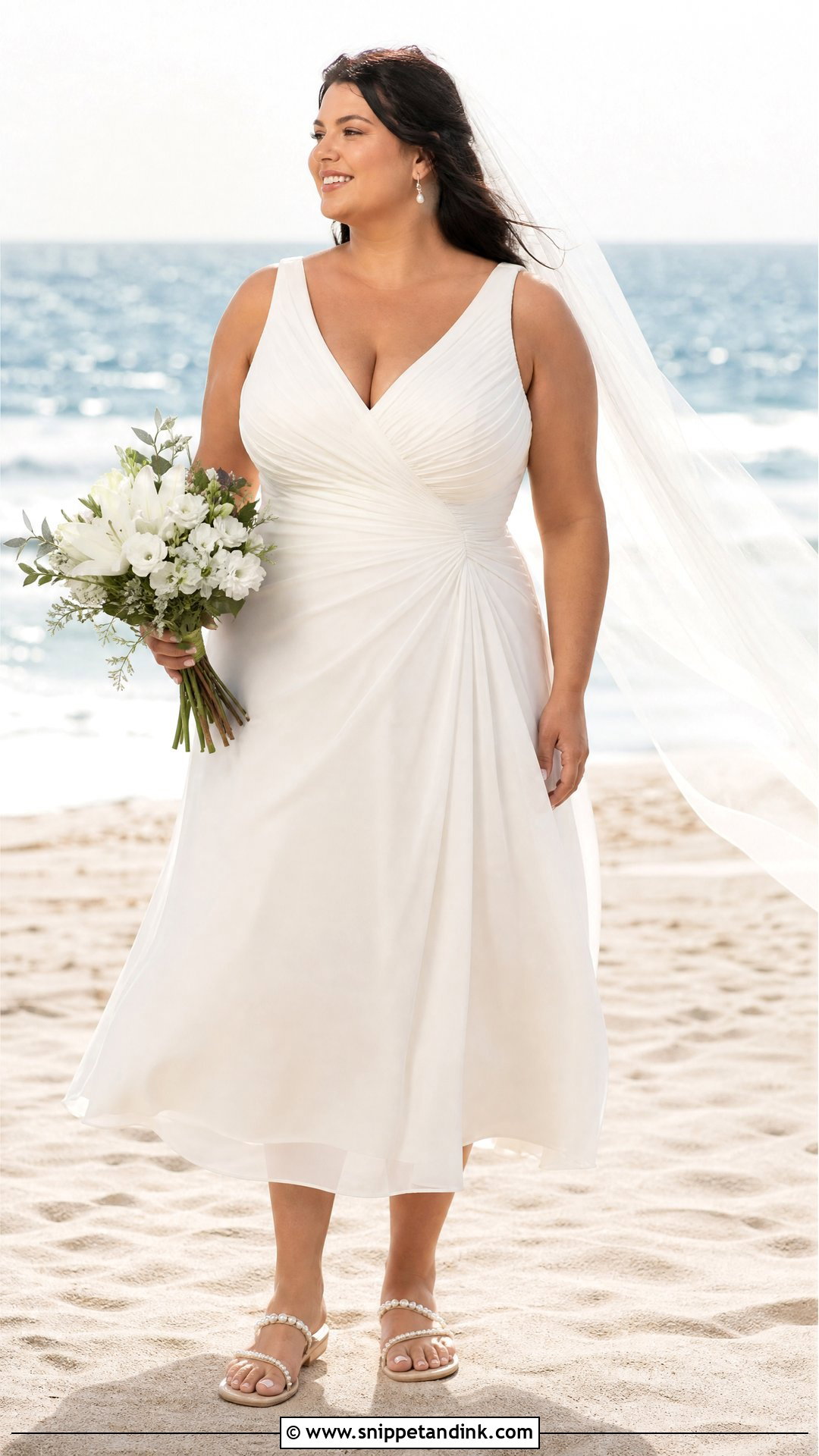 Plus Size Ruched Beach Wedding Dress - Snippet and Ink - 20 Short Beach Wedding Dresses