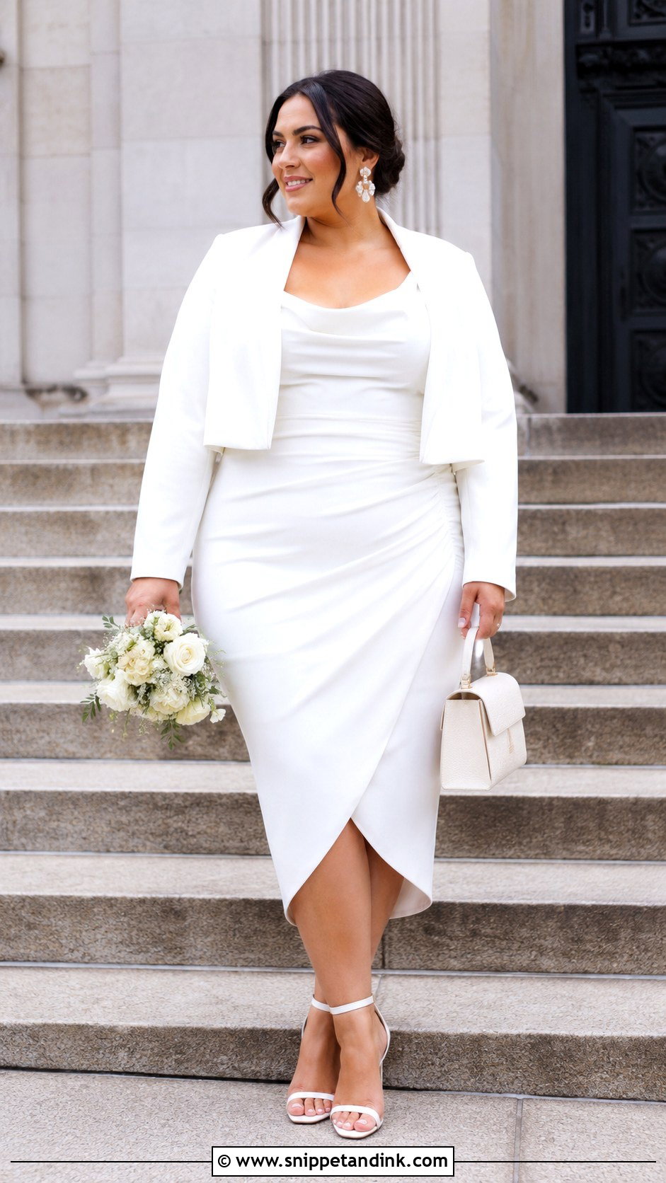 Plus Size Ruched Civil Court Wedding Dress - Snippet and Ink - 20 Civil Court Wedding Dresses