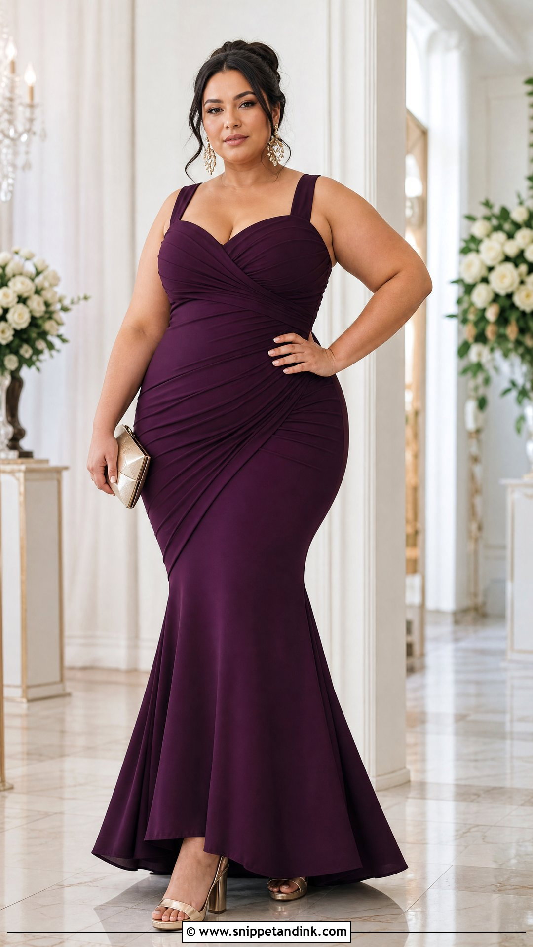 Plus Size Ruched Fishtail Gown - Snippet and Ink - 25 Fishtail Gown Ideas