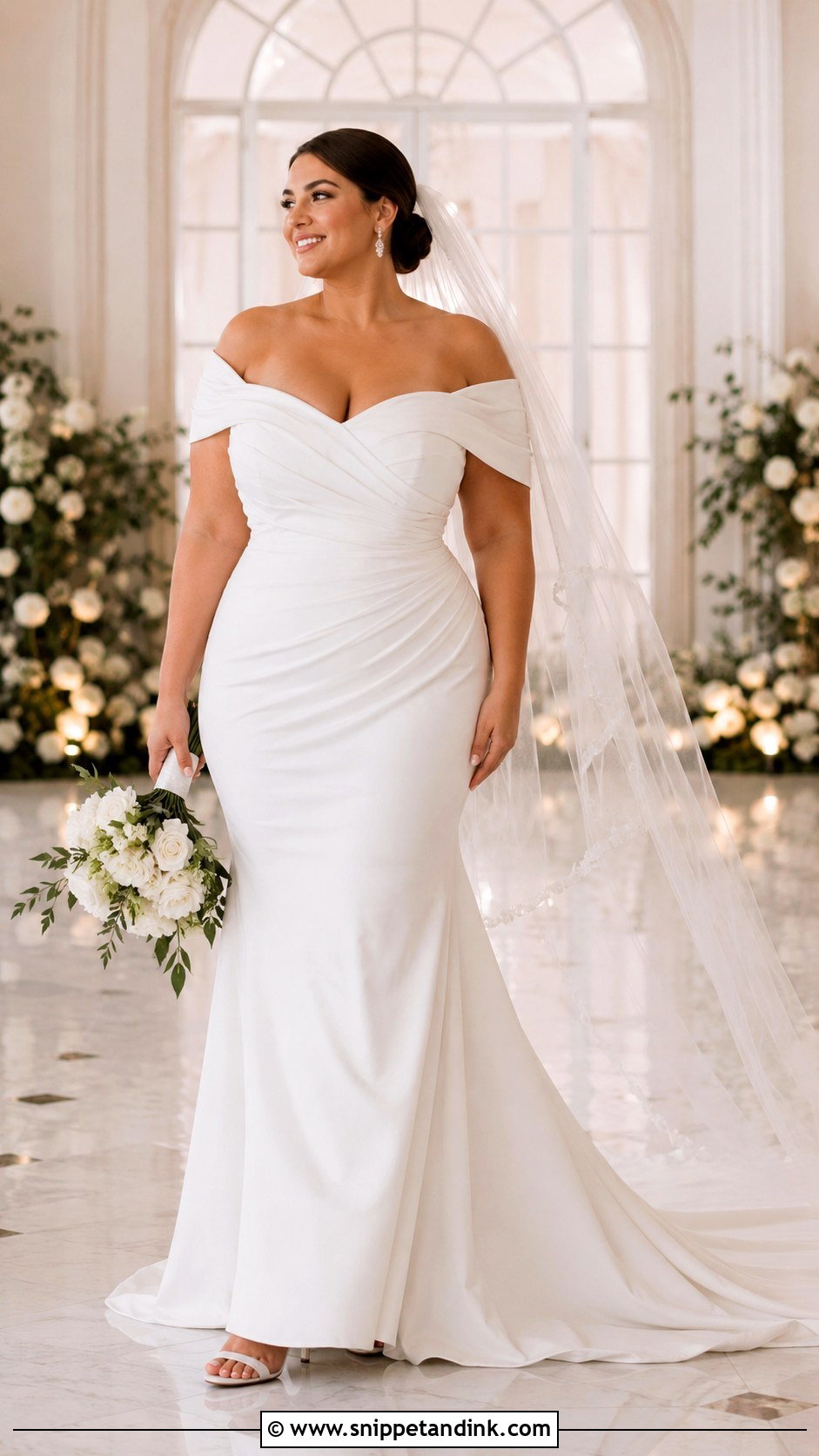 Plus Size Ruched Fitted Wedding Gown - Snippet and Ink - 20 Fitted Wedding Gown Ideas
