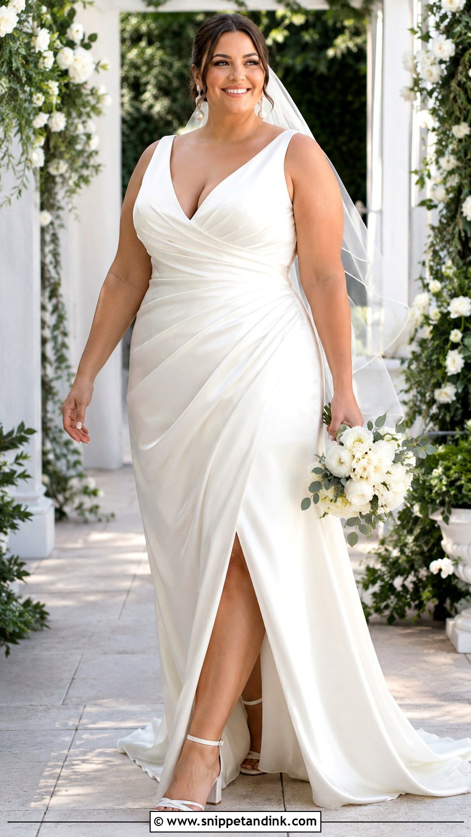 Plus Size Ruched Satin Wedding Dress - Snippet and Ink - 20 Classy Satin Wedding Dress Ideas