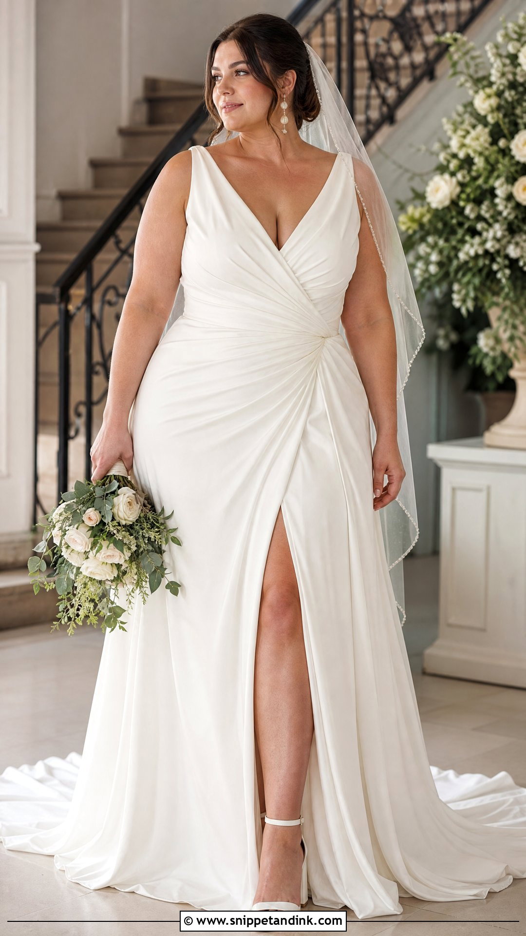 Plus Size Ruched Split Wedding Dress - Snippet and Ink - 20 Split Wedding Dress Ideas