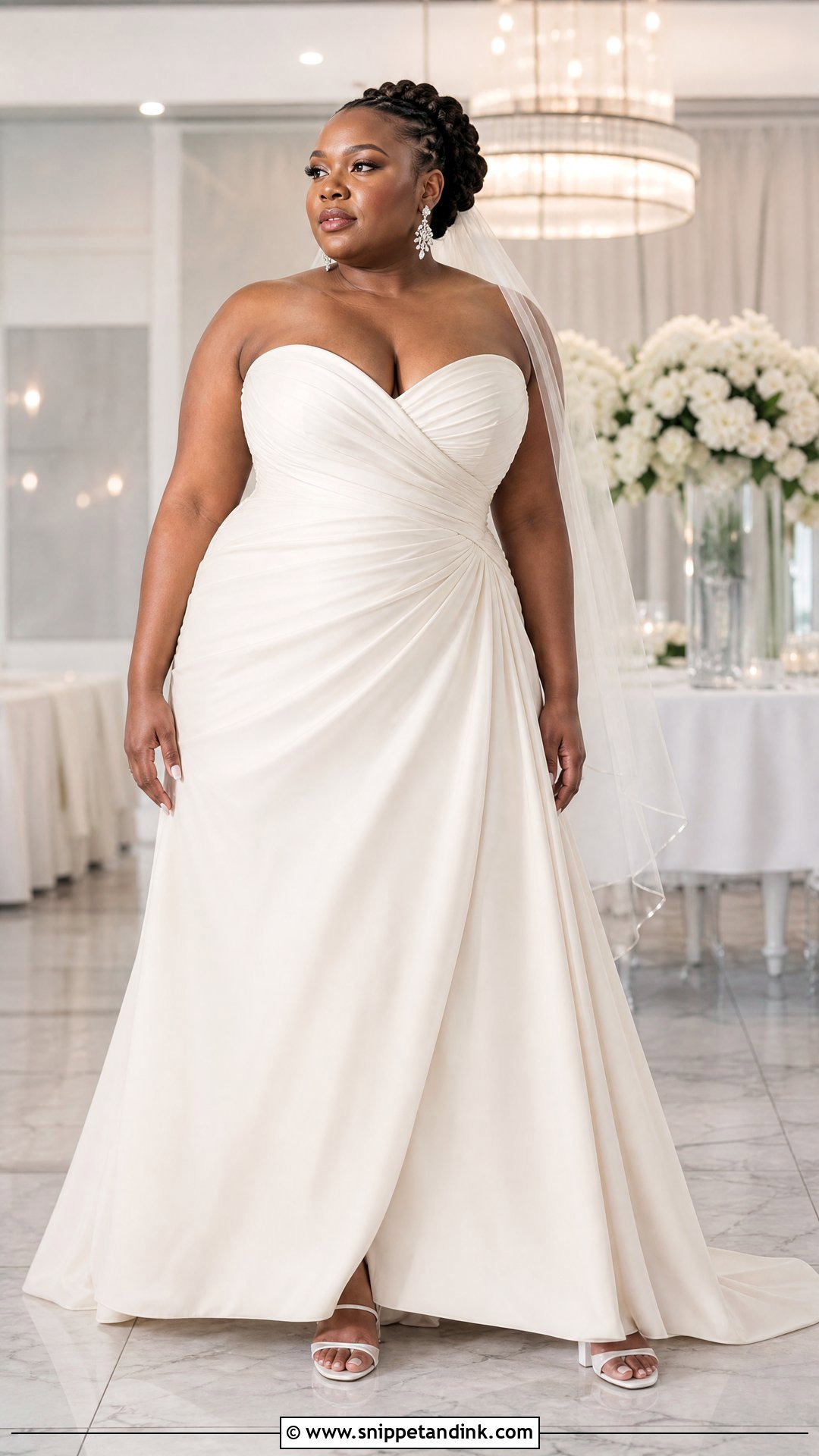 Plus Size Ruched Strapless Wedding Gown - Snippet and Ink - 20 Strapless Wedding Gown Ideas
