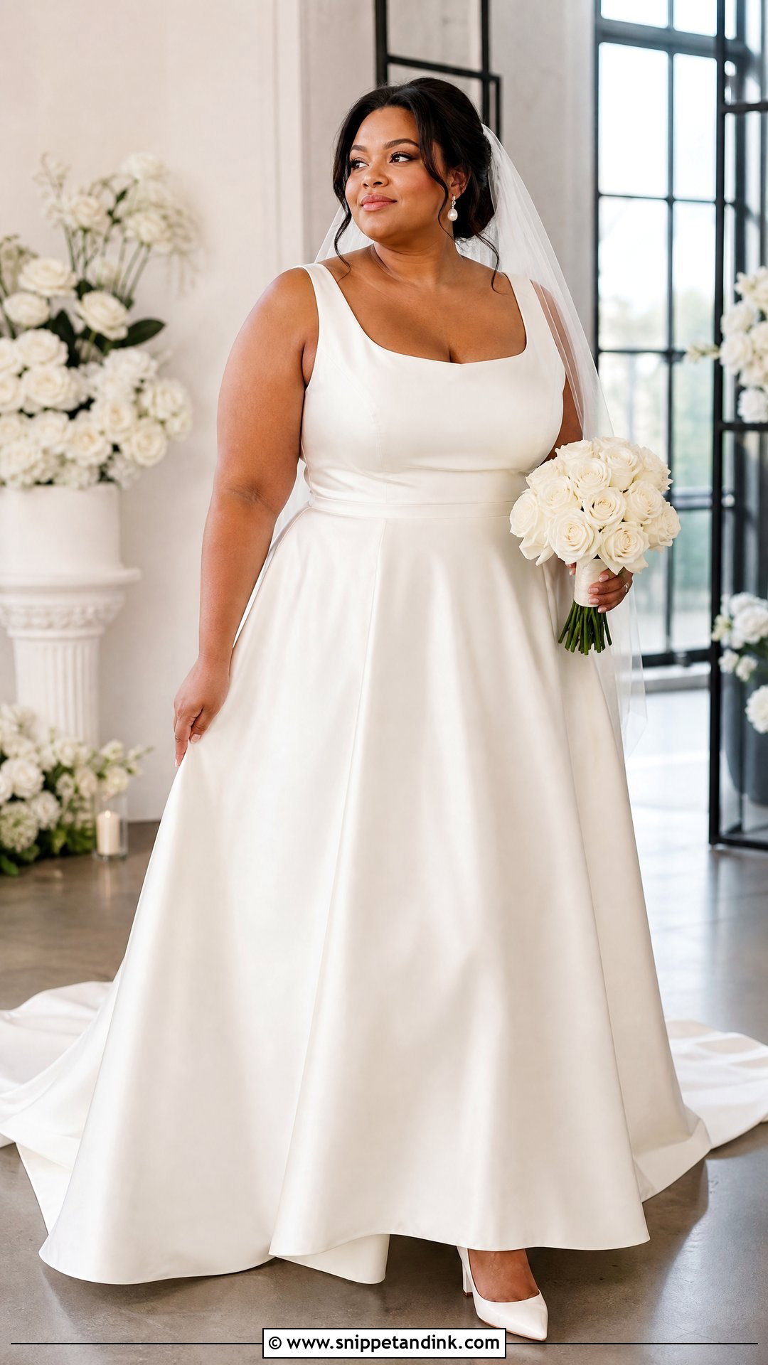 Plus Size Satin A Line Wedding Dress - Snippet and Ink - 20 Plus Size Simple Wedding Dress Ideas