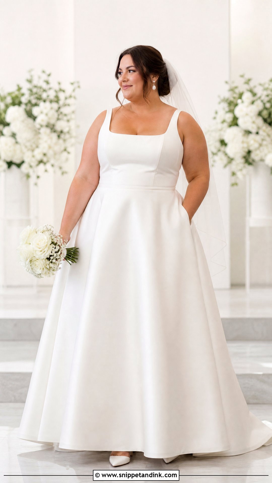 Plus Size Satin A Line Wedding Dress With Pockets - Snippet and Ink - 20 Plus Size a Line Wedding Dresses