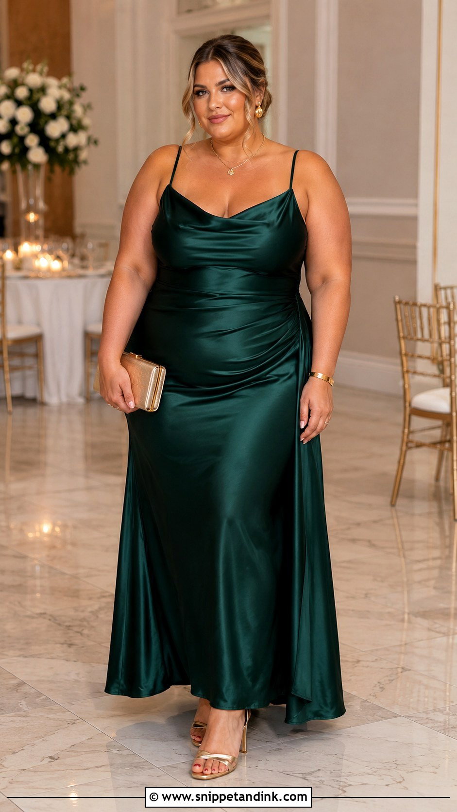 Plus Size Satin Maxi Dress Outfit - Snippet and Ink - 25 Plus Size Wedding Outfits