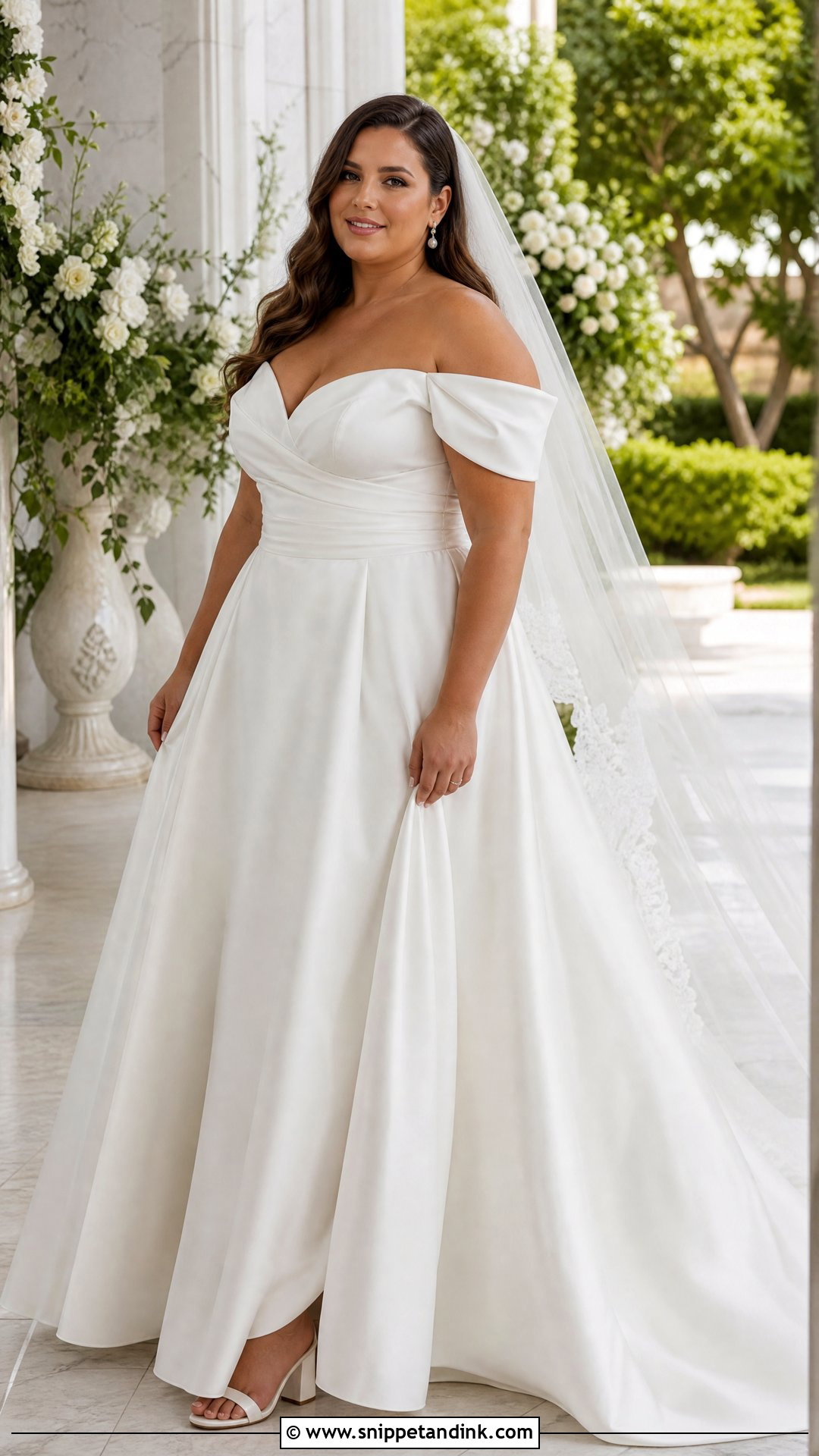 Plus Size Satin Off the Shoulder Dress - Snippet and Ink - 20 Satin Off the Shoulder Wedding Dress Ideas