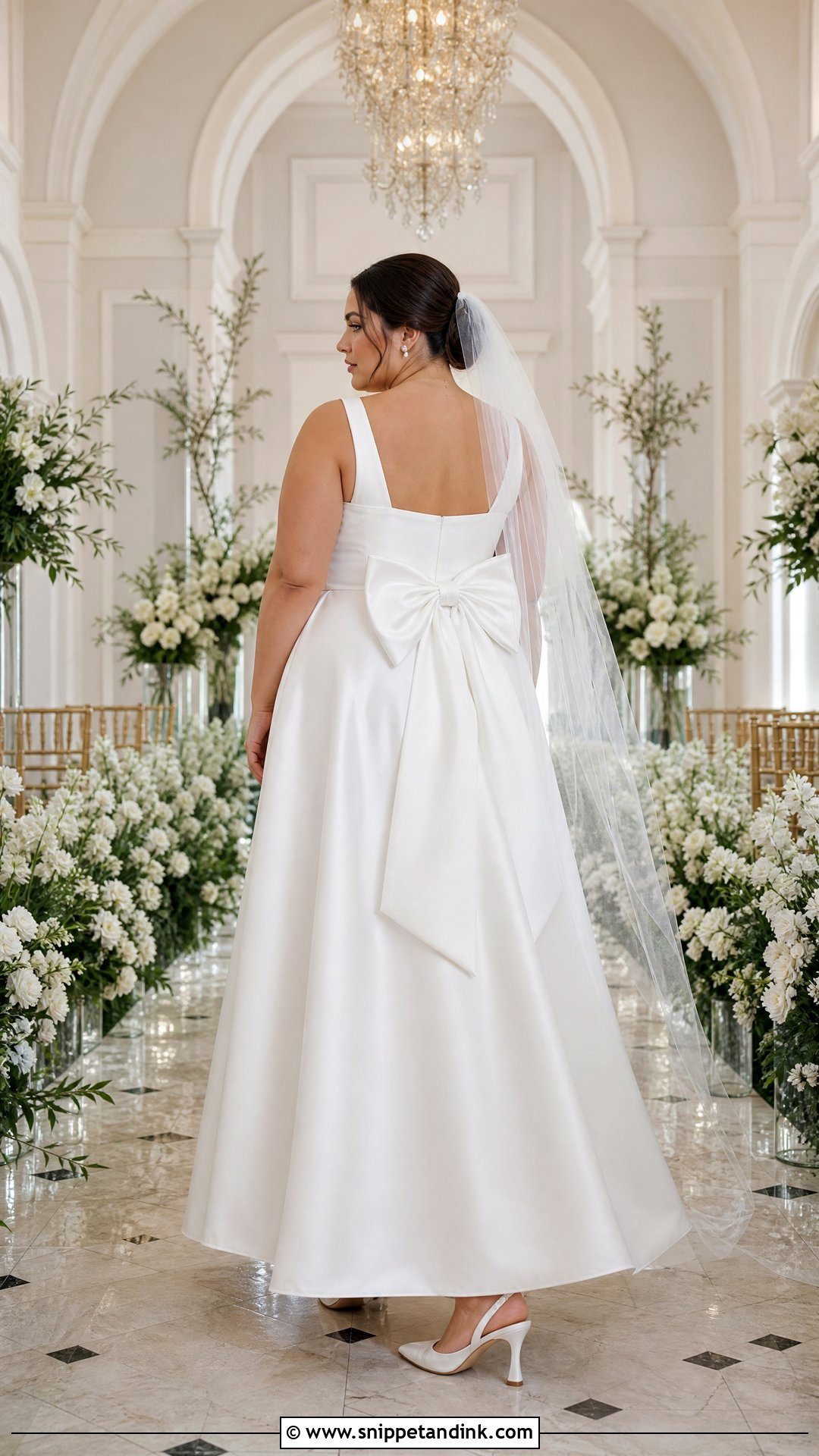 Plus Size Satin Wedding Dress With Bow Back - Snippet and Ink - 20 Plus Size Satin Wedding Dress Ideas