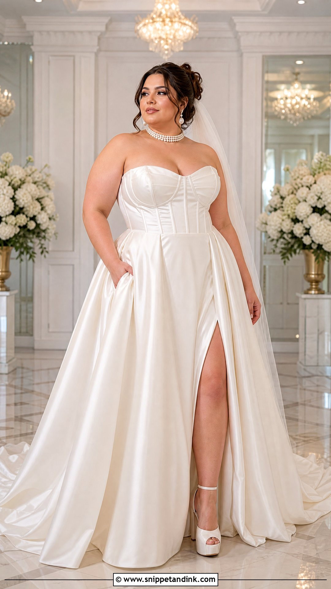 Plus Size Satin Wedding Dress With Corset Bodice - Snippet and Ink - 20 Plus Size Satin Wedding Dress Ideas