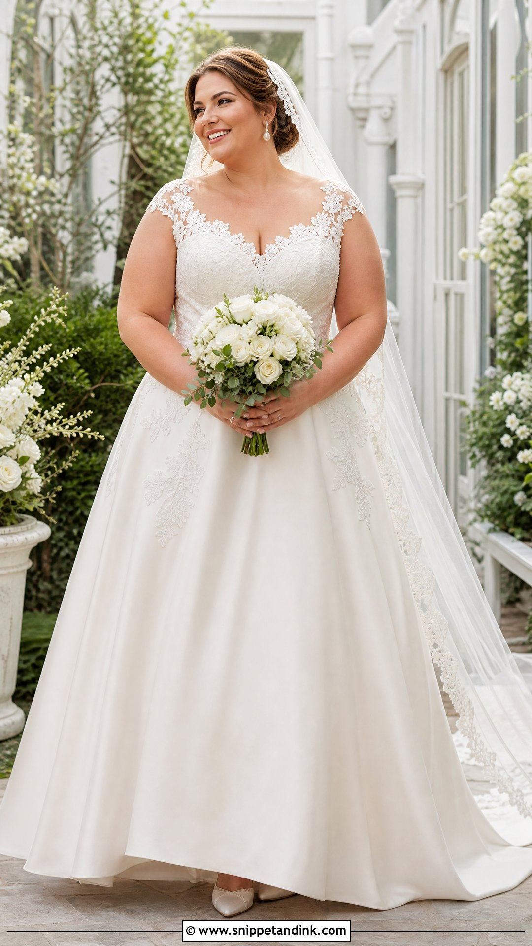 Plus Size Satin Wedding Dress With Lace Applique - Snippet and Ink - 20 Plus Size Satin Wedding Dress Ideas