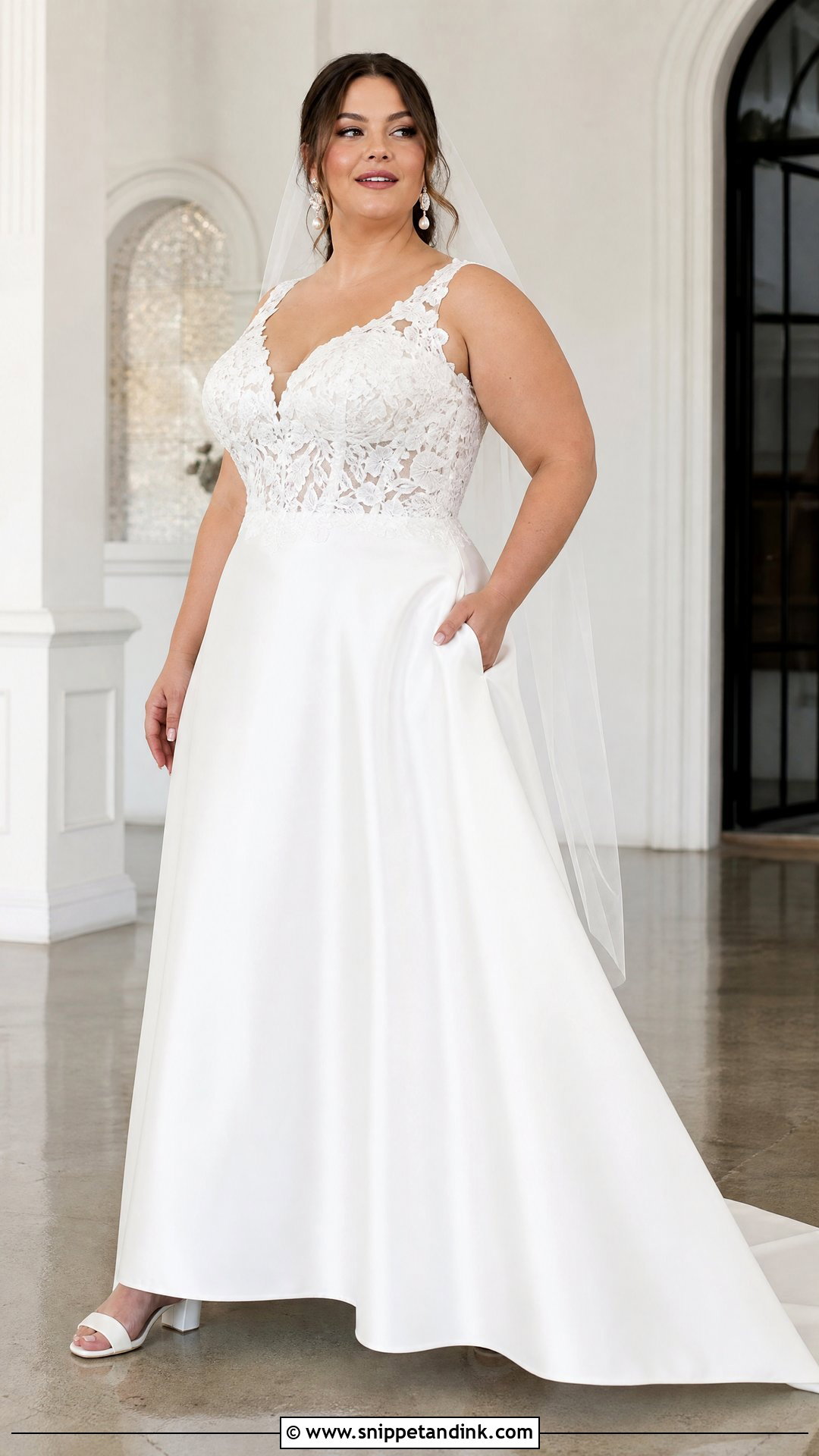 Plus Size Satin Wedding Dress With Lace Bodice - Snippet and Ink - 20 Satin and Lace Wedding Dresses