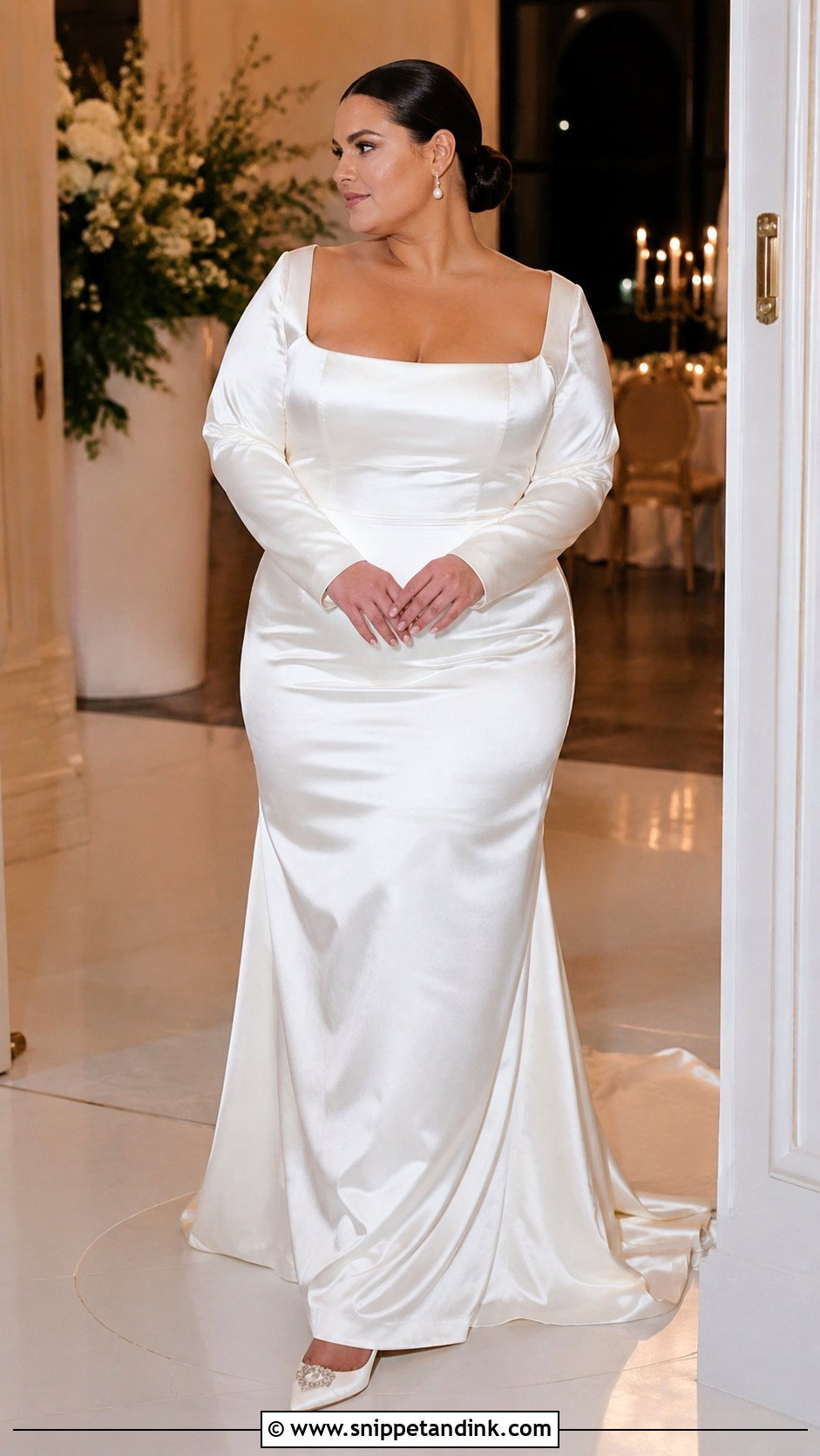 Plus Size Satin Wedding Dress With Long Sleeves - Snippet and Ink - 25 Plus Size Wedding Dresses with Sleeves