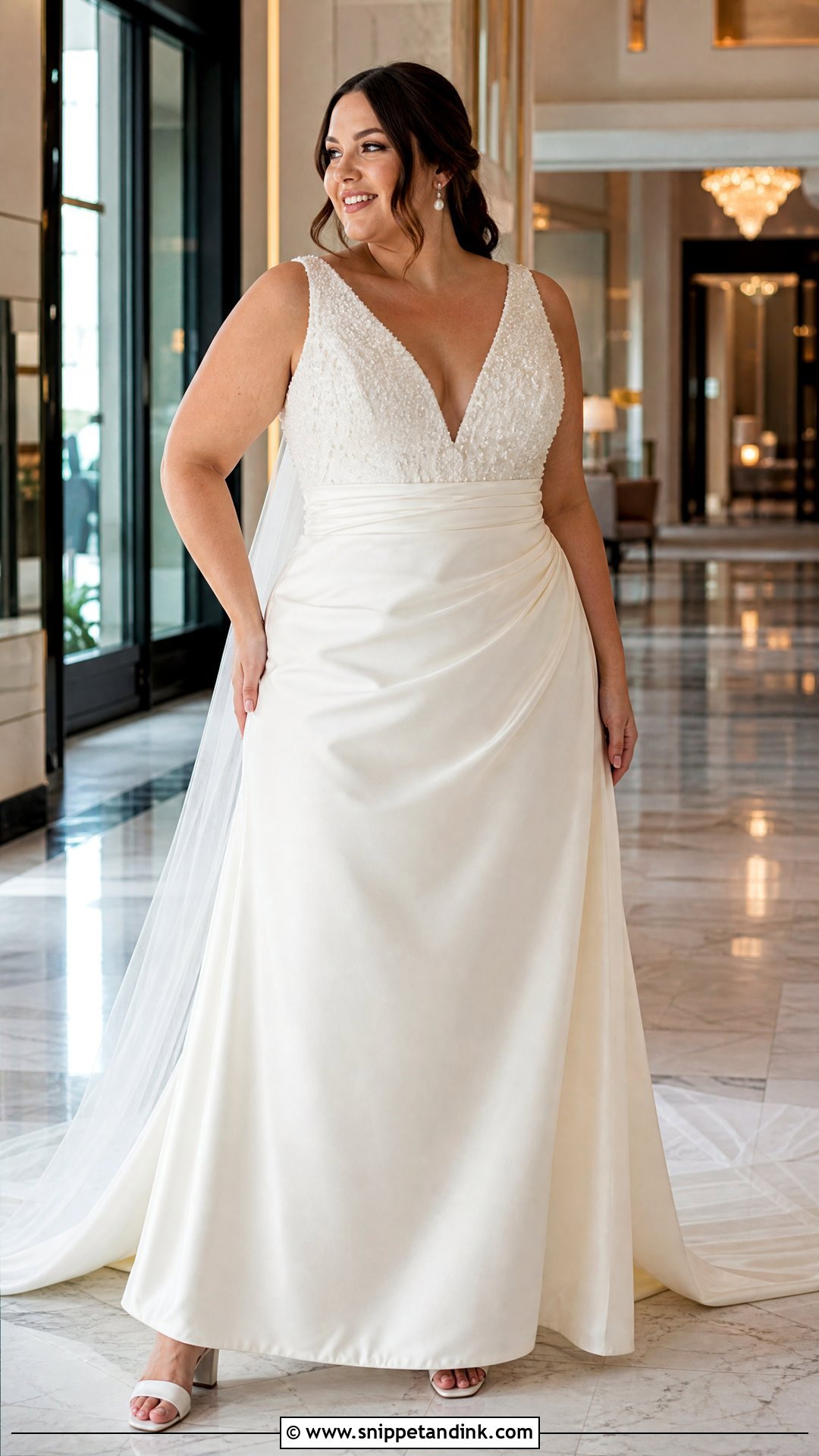Plus Size Satin Wedding Dress With Pearl Bodice - Snippet and Ink - 20 Satin and Pearl Wedding Dress Ideas