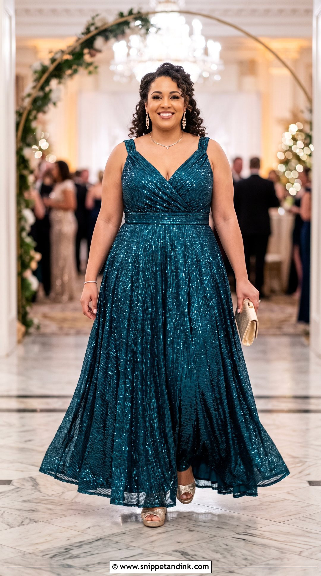 Plus Size Sequin Ball Gown With Supportive Heels - Snippet and Ink - 20 Sequin Ball Gown Ideas