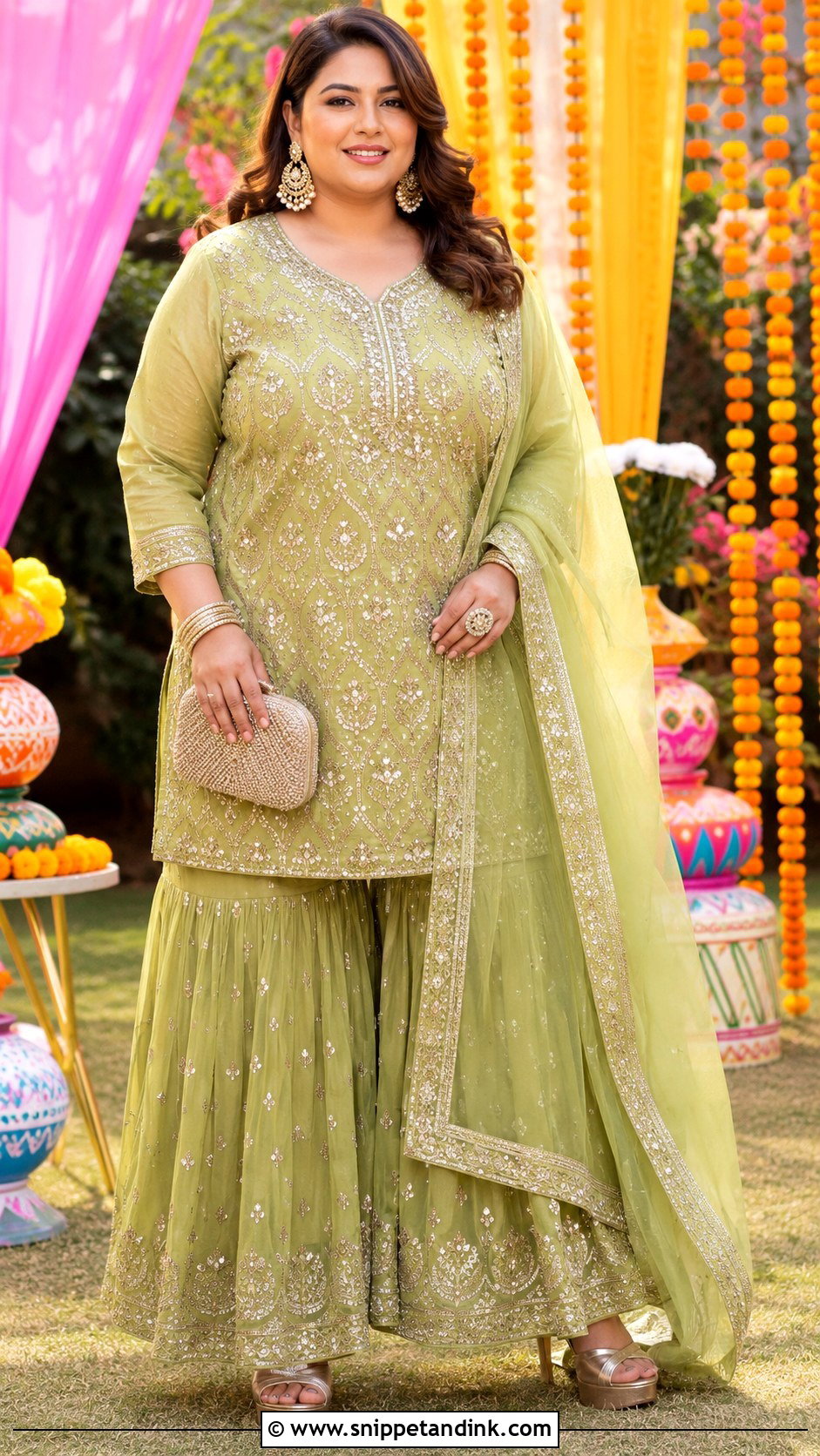 Plus Size Sharara Suit for Wedding - Snippet and Ink - 30 Plus Size Indian Outfits for Wedding
