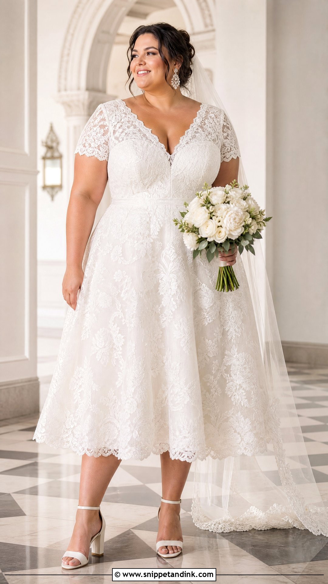 Plus Size Short Sleeve Lace Wedding Dress - Snippet and Ink - 20 Short Sleeve Lace Wedding Dress Ideas