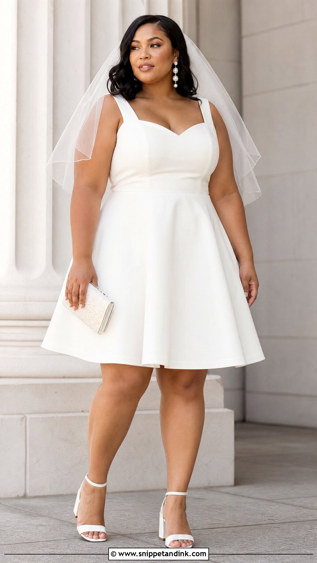 Plus Size Short Wedding Dress With Block Heels - Snippet and Ink - 25 Simple Short Wedding Dress Ideas