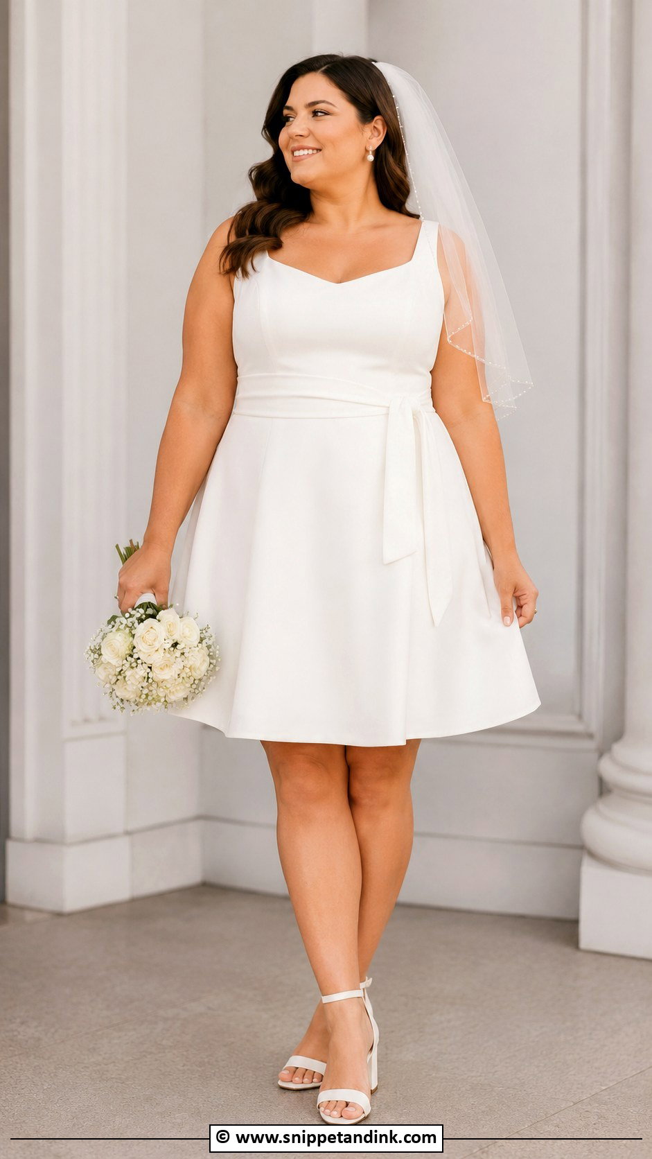 Plus Size Short Wedding Dress With Waist Detail - Snippet and Ink - 35 Short Wedding Dress Ideas