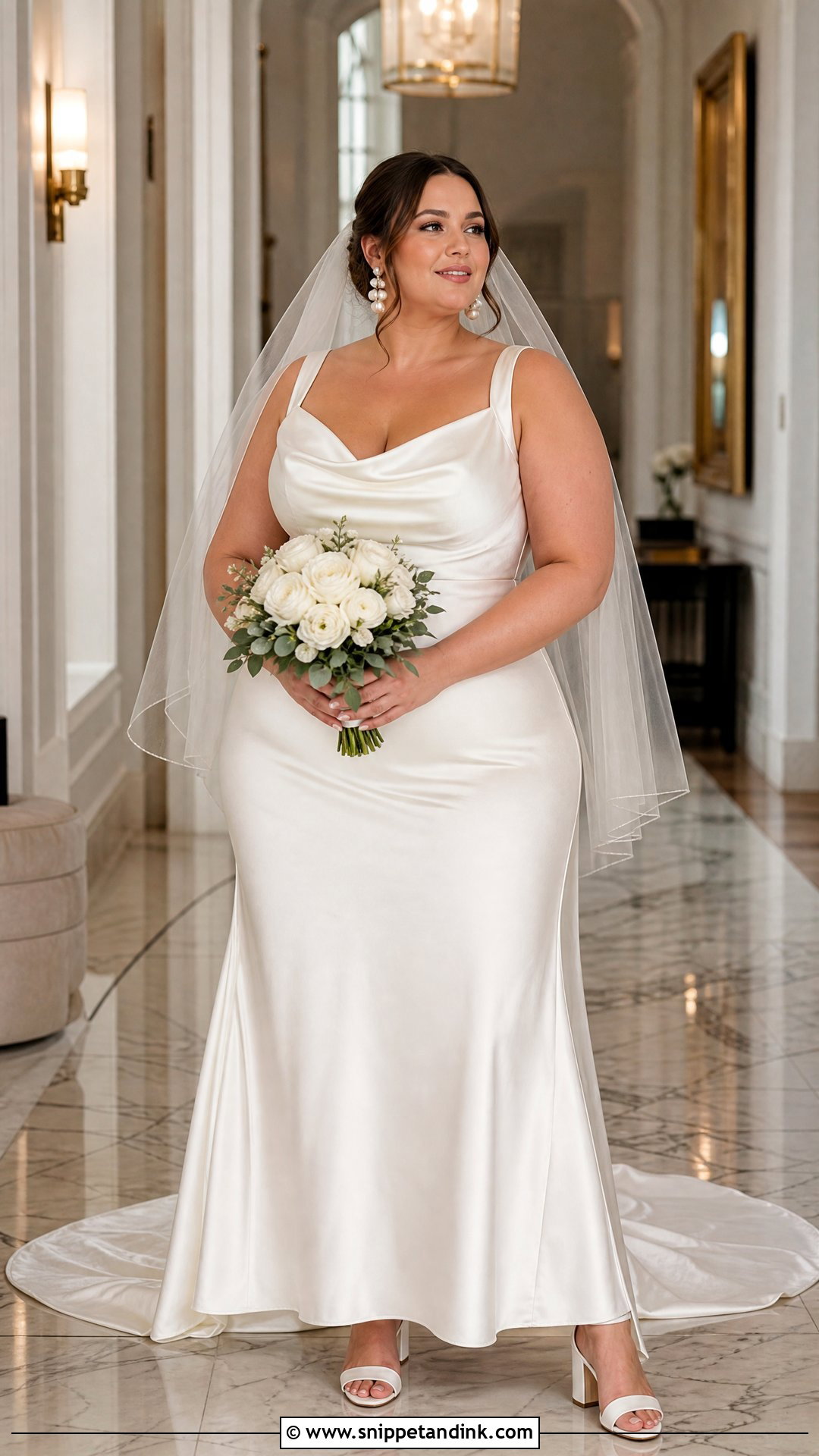 Plus Size Silk Slip Wedding Dress With Draped Bodice - Snippet and Ink - 20 Silk Slip Wedding Dress Ideas