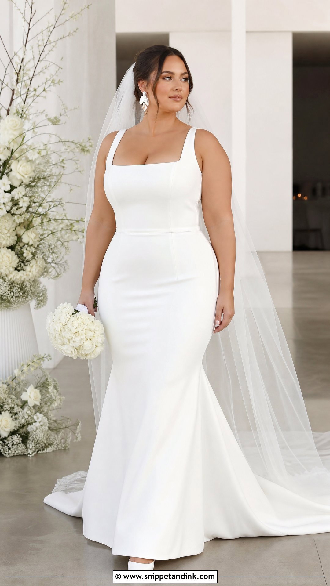 Plus Size Simple Crepe Bridal Gown - Snippet and Ink - 20 Plus Size Bridal Gowns