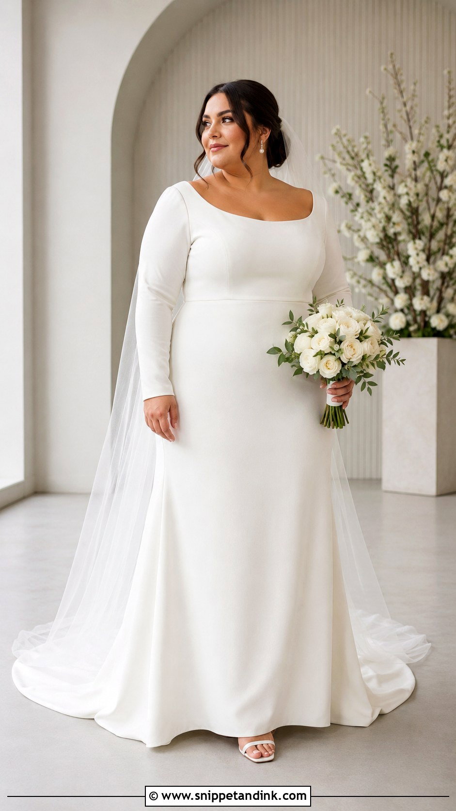 Plus Size Simple Wedding Dress With Sleeves - Snippet and Ink - 25 Plus Size Wedding Dresses with Sleeves