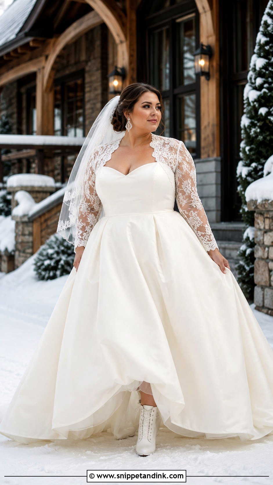 Plus Size Snow Wedding Dress With Bolero - Snippet and Ink - 20 Snow Wedding Dress Ideas
