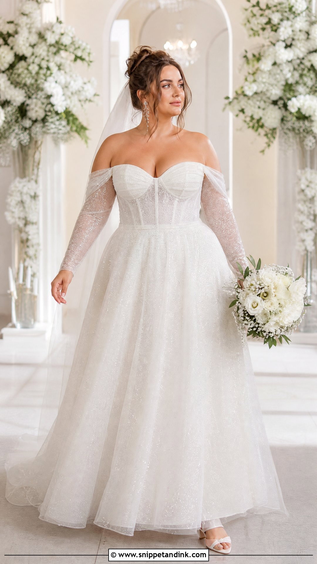 Plus Size Sparkly Wedding Dress With Corset Sleeves - Snippet and Ink - 20 Sparkly Wedding Dress with Sleeves