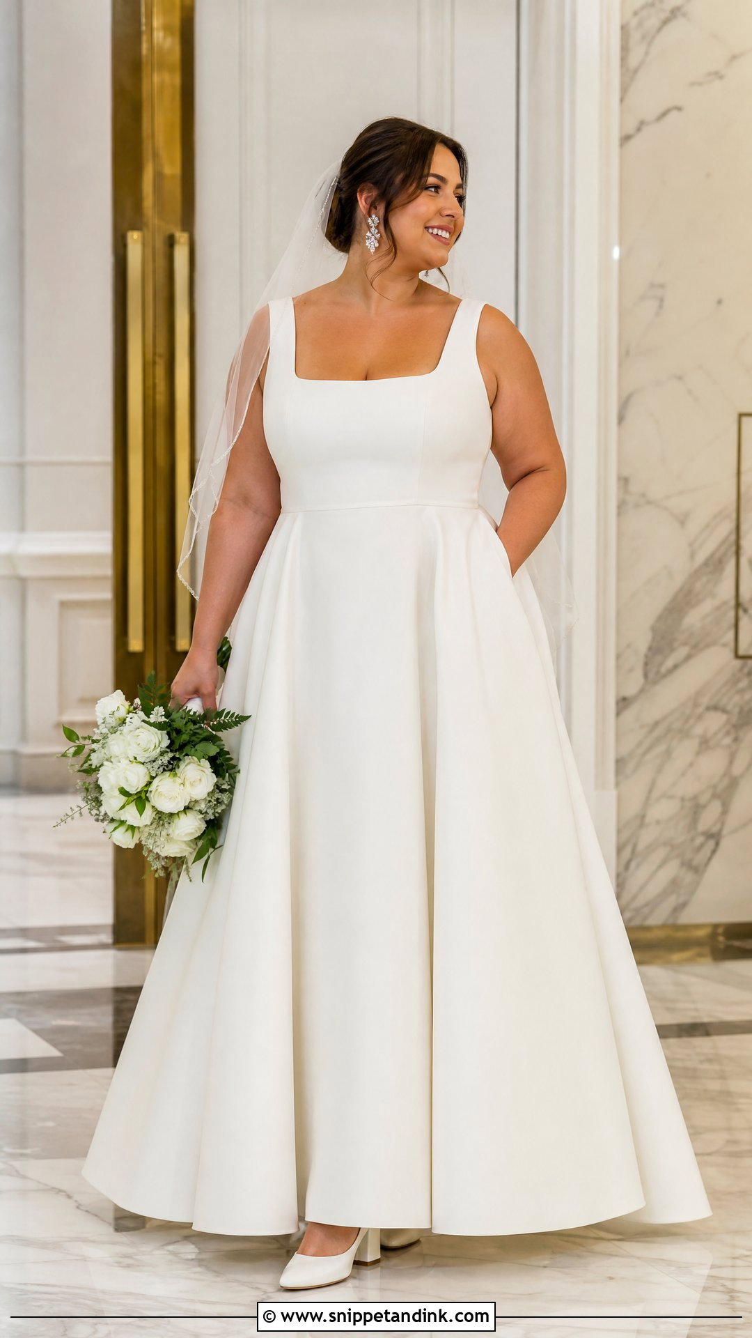 Plus Size Square Neck A Line Wedding Dress - Snippet and Ink - 20 Wedding Dress for Plus Size Women Ideas