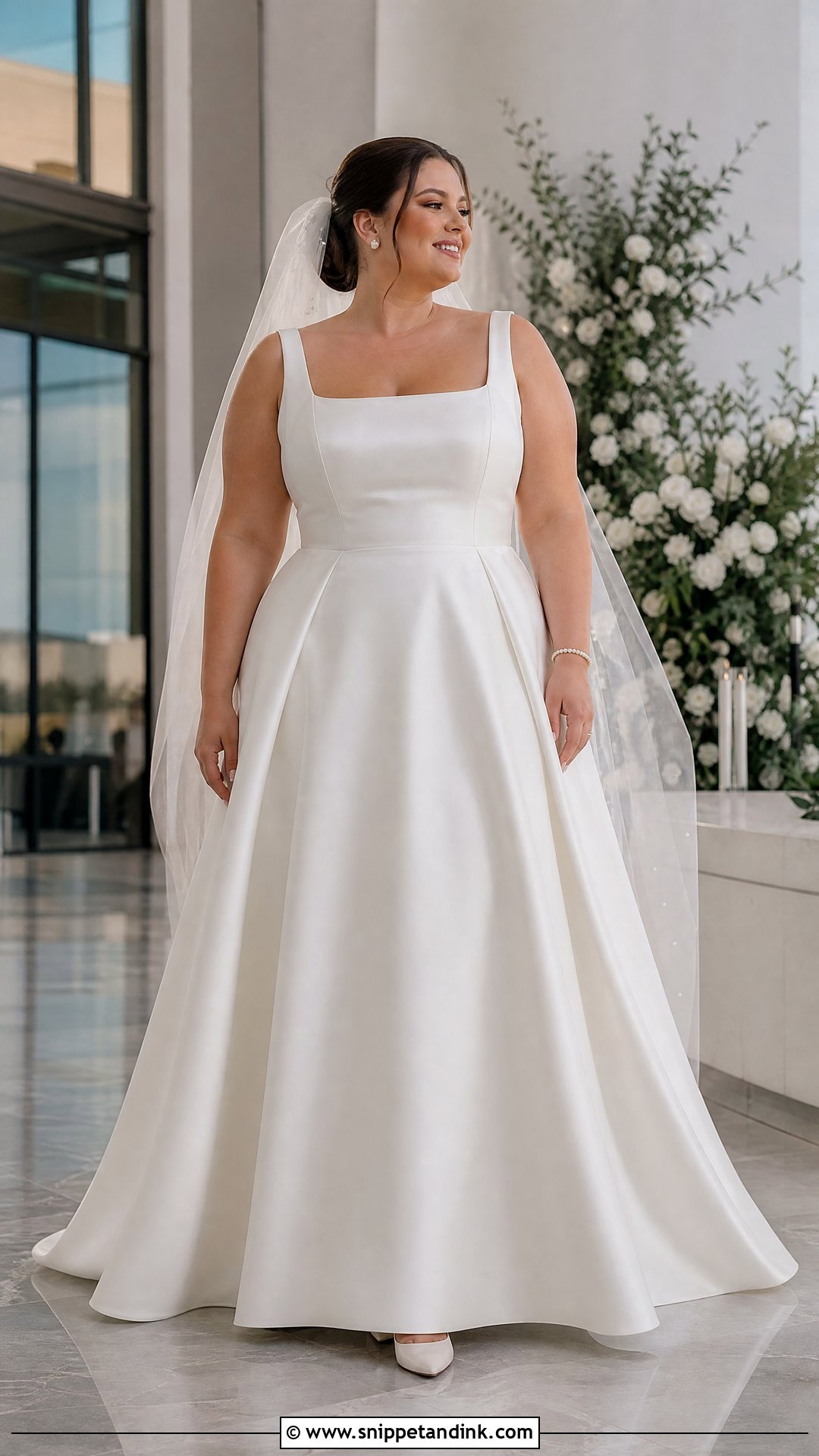 Plus Size Square Neck A Line Wedding Dress - Snippet and Ink - 20 Plus Size Simple Wedding Dress Ideas
