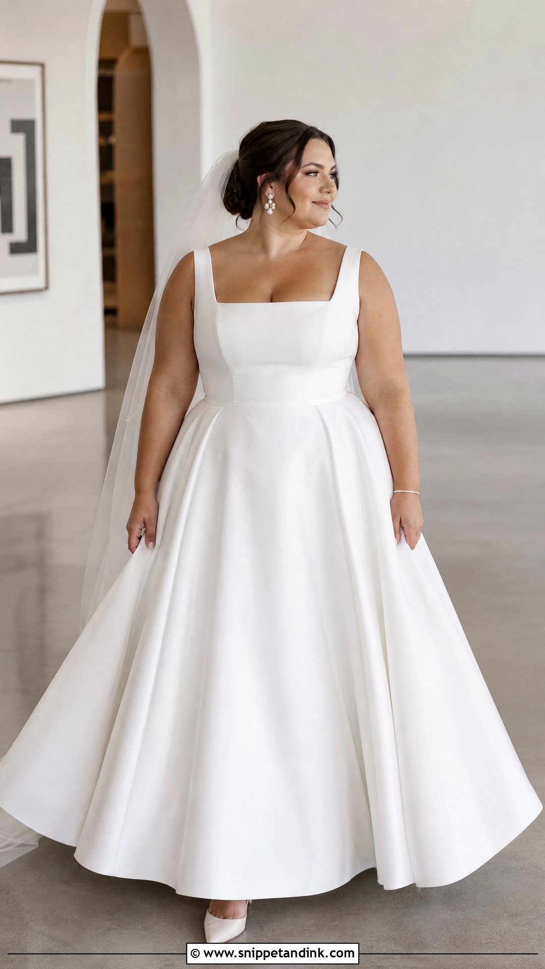 Plus Size Square Neck Ball Gown Wedding Dress - Snippet and Ink - 20 Plus Size Ball Gown Wedding Dresses