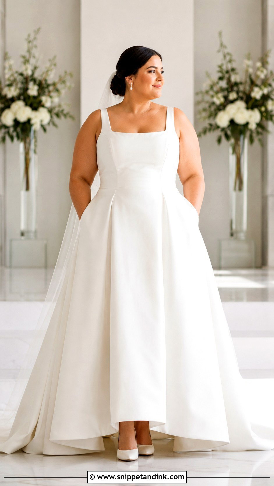Plus Size Square Neck Mikado Wedding Dress - Snippet and Ink - 20 Big Size Wedding Dress Ideas
