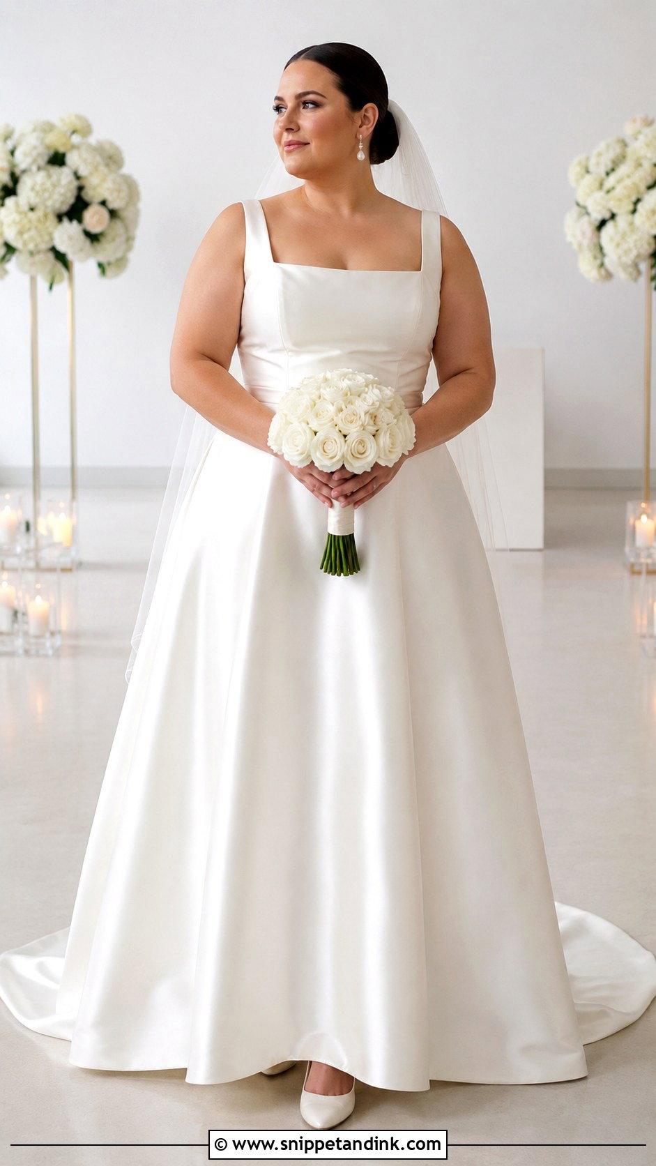 Plus Size Square Neck Satin Wedding Dress - Snippet and Ink - 20 Large Wedding Dress Ideas