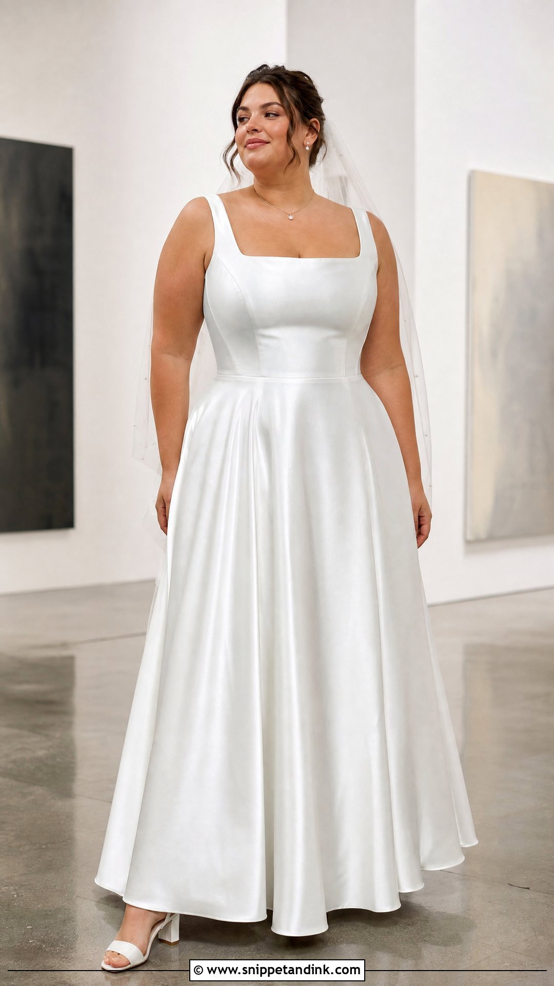 Plus Size Square Neck Satin Wedding Dress - Snippet and Ink - 20 Plus Size Satin Wedding Dress Ideas
