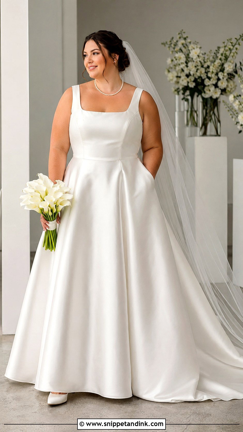 Plus Size Square Neck Satin Wedding Dress - Snippet and Ink - 20 Fat Wedding Dress Ideas