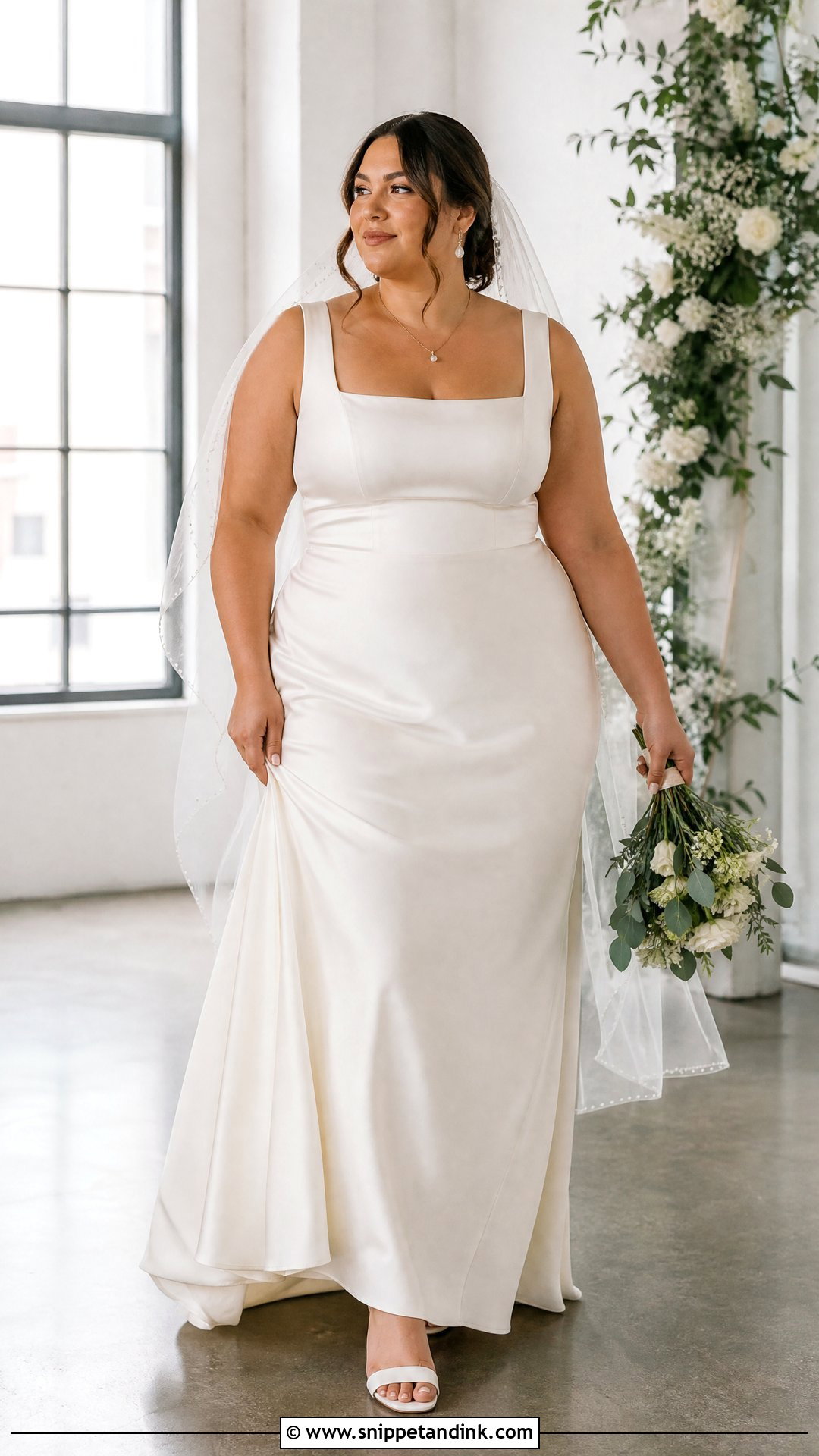 Plus Size Square Neck Wedding Dress - Snippet and Ink - 20 Plus Size Bride Dress Ideas