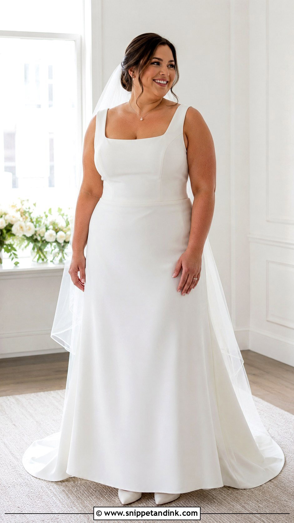 Plus Size Square Neck Wedding Dress With Satin Pumps - Snippet and Ink - 25 Unique Plus Size Wedding Dresses