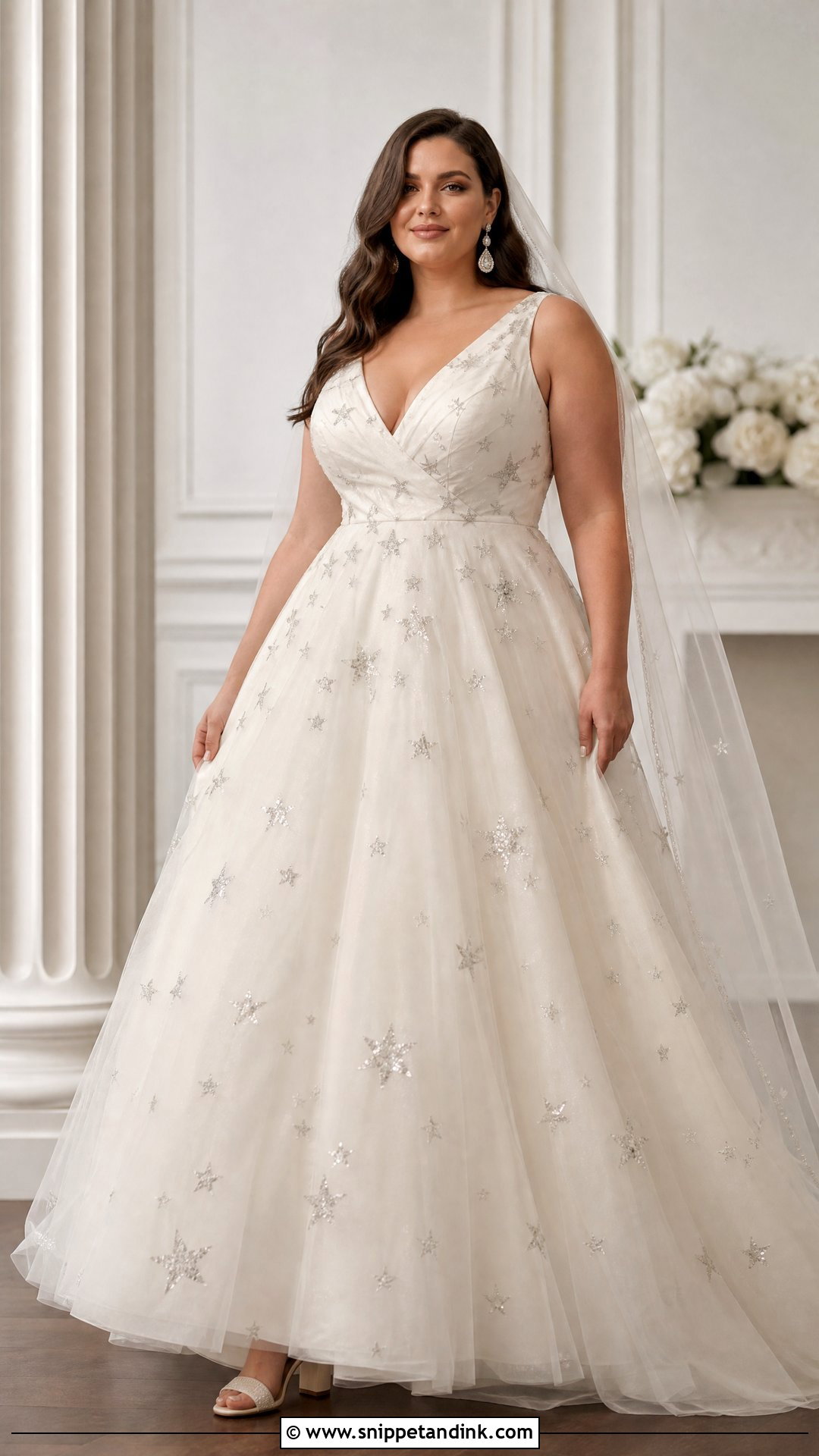 Plus Size Starry A Line Wedding Dress - Snippet and Ink - 20 Starry Wedding Dress Ideas