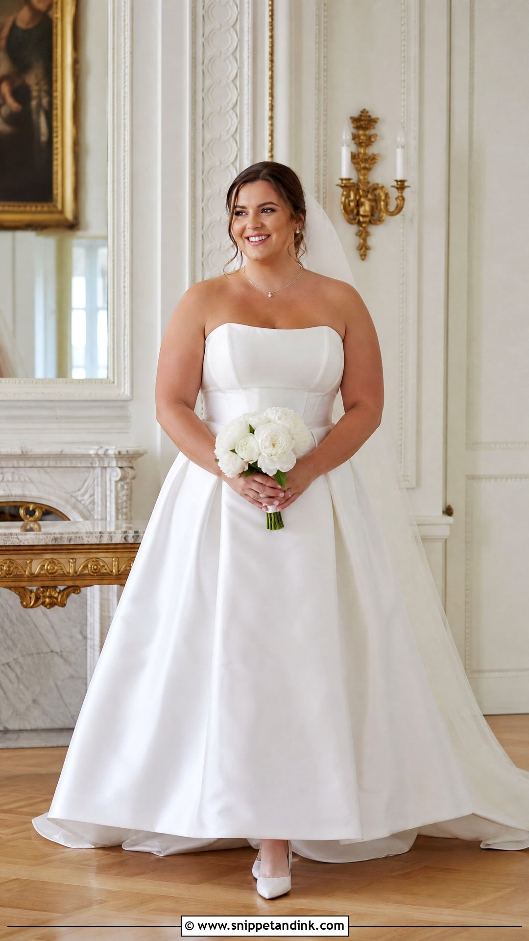 Plus Size Strapless Ball Gown Wedding Dress - Snippet and Ink - 20 Plus Size Simple Wedding Dress Ideas
