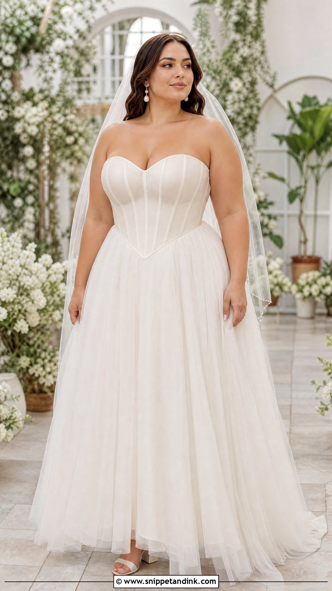 Plus Size Strapless Basque Waist Wedding Dress - Snippet and Ink - 20 Strapless Basque Waist Wedding Dress Ideas