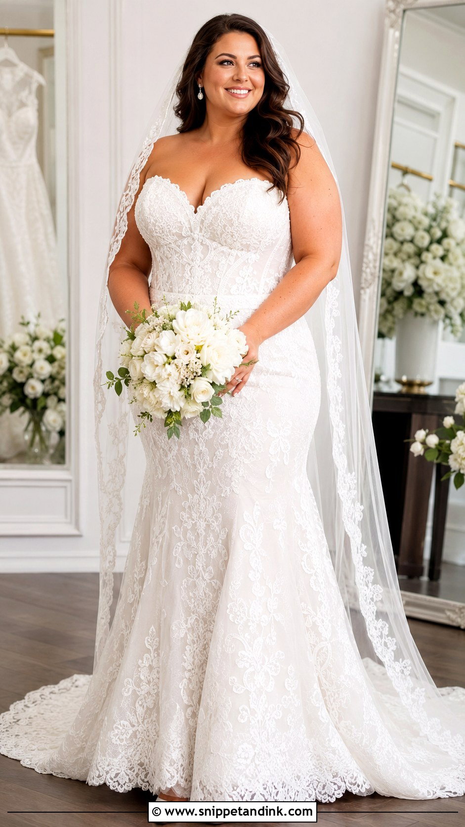 Plus Size Strapless Lace Wedding Dress - Snippet and Ink - 20 Fitted Strapless Lace Wedding Dress Ideas