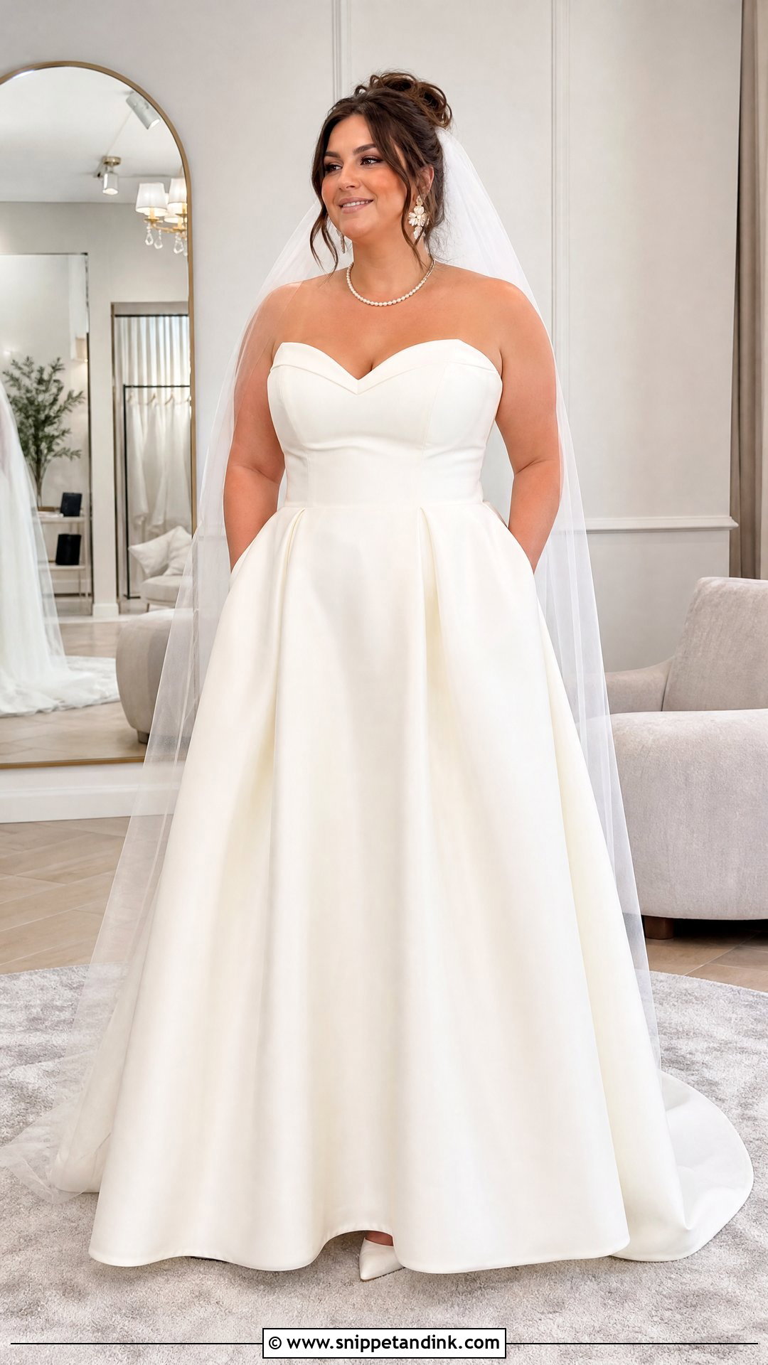 Plus Size Strapless Mikado A Line Wedding Dress - Snippet and Ink - 20 Plus Size a Line Wedding Dresses