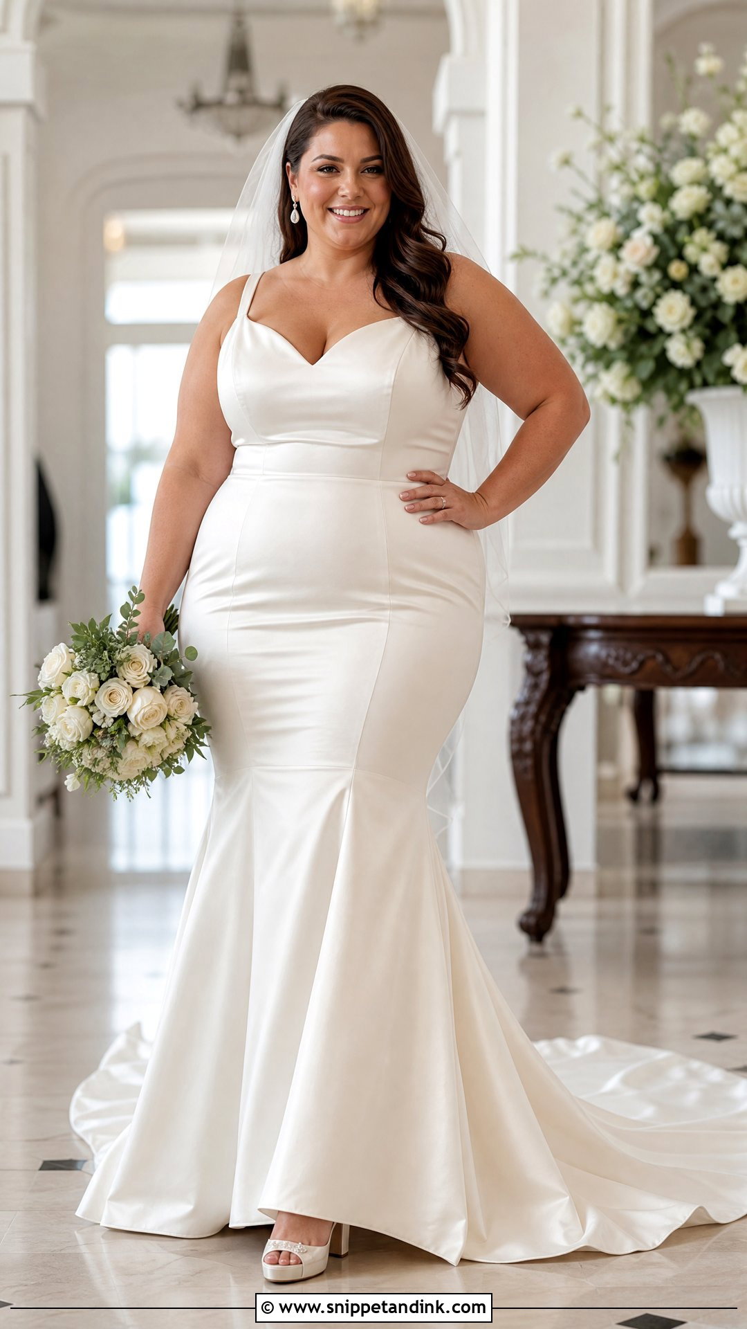 Plus Size Structured Satin Mermaid Bridal Gown - Snippet and Ink - 20 Satin Bridal Gown Mermaid Ideas