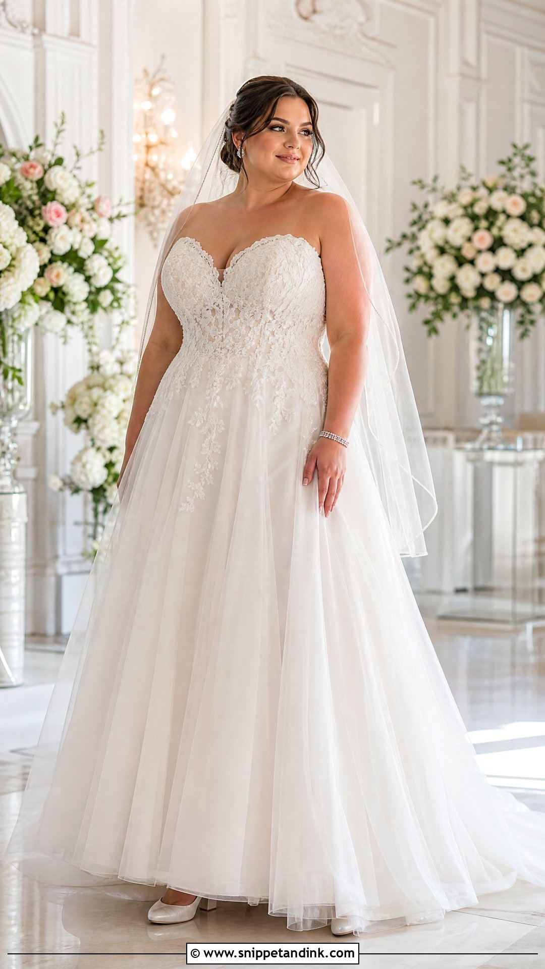 Plus Size Sweetheart Tulle A Line Wedding Dress - Snippet and Ink - 20 Plus Size a Line Wedding Dresses