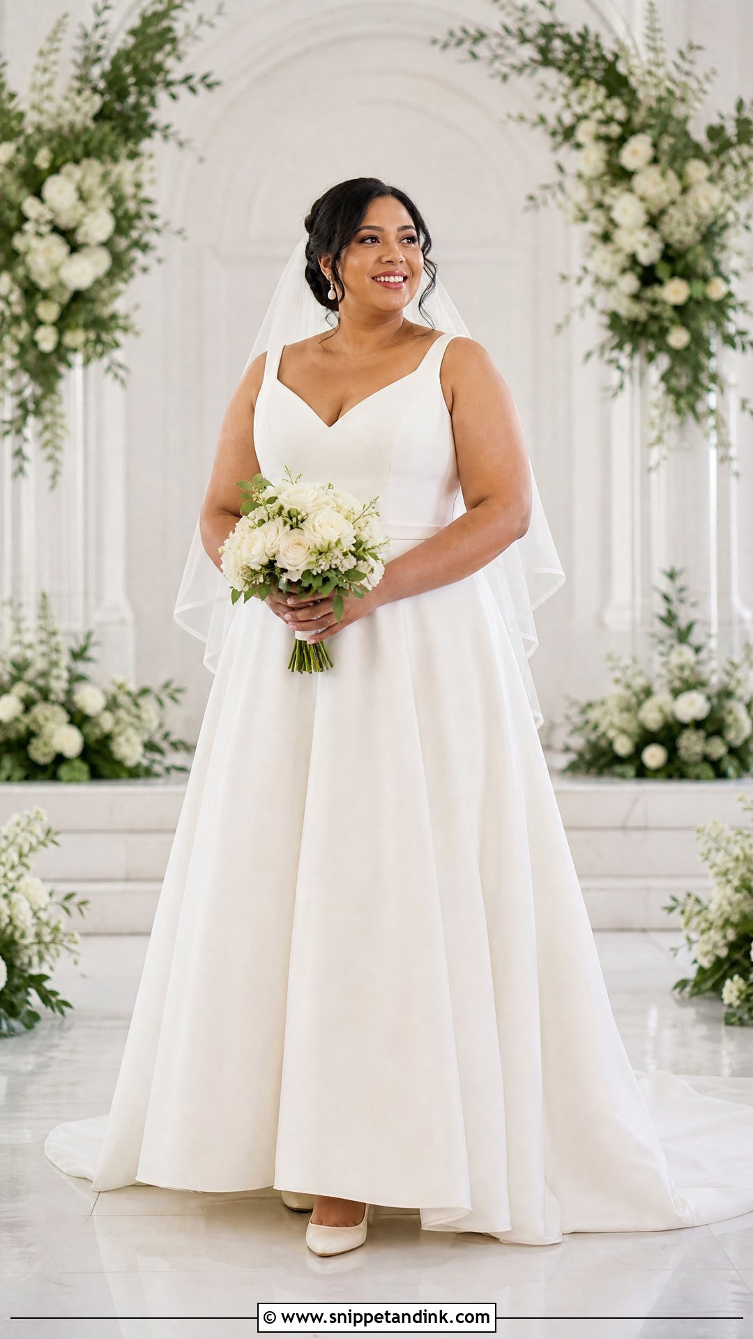 Plus Size Tall Bride A Line Dress With Low Pumps - Snippet and Ink - 20 Tall Bride Ideas