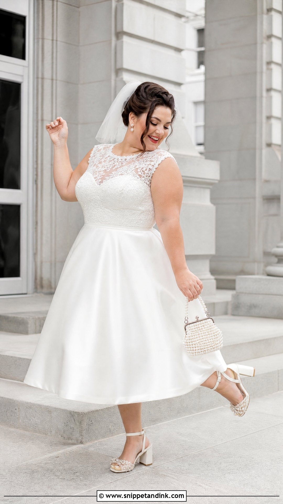 Plus Size Tea Length A Line Wedding Dress - Snippet and Ink - 20 Plus Size a Line Wedding Dresses