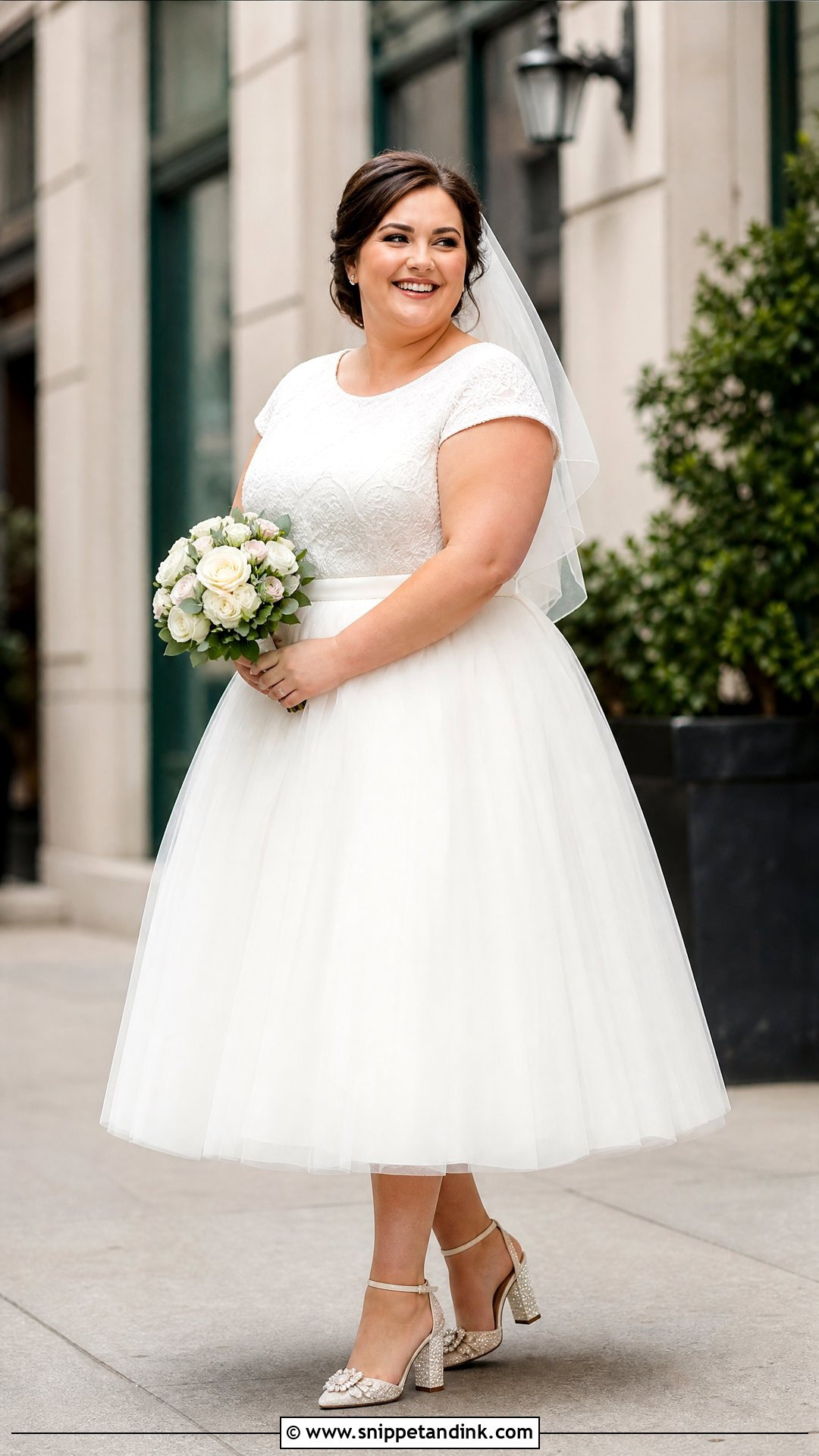 Plus Size Tea Length Bridal Gown - Snippet and Ink - 20 Plus Size Bridal Gowns