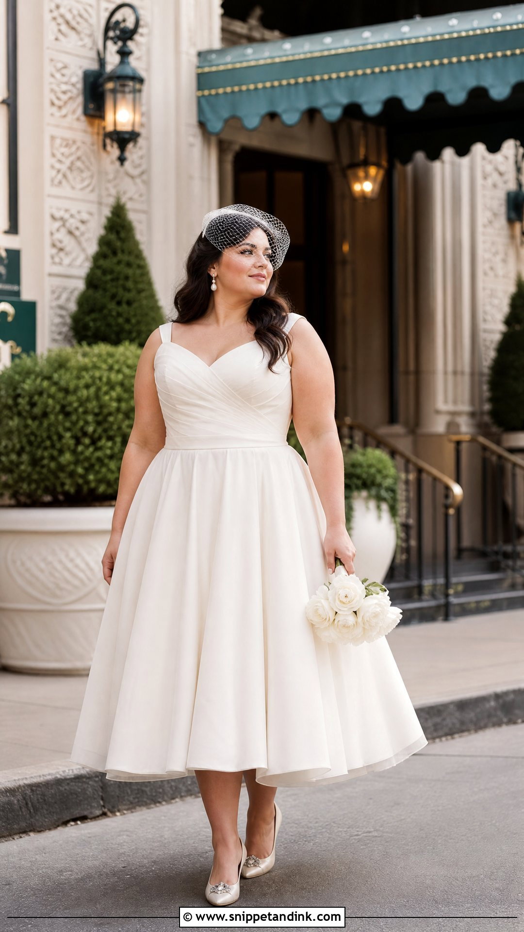 Plus Size Tea Length Elopement Dress - Snippet and Ink - 20 Plus Size Elopement Dress Ideas