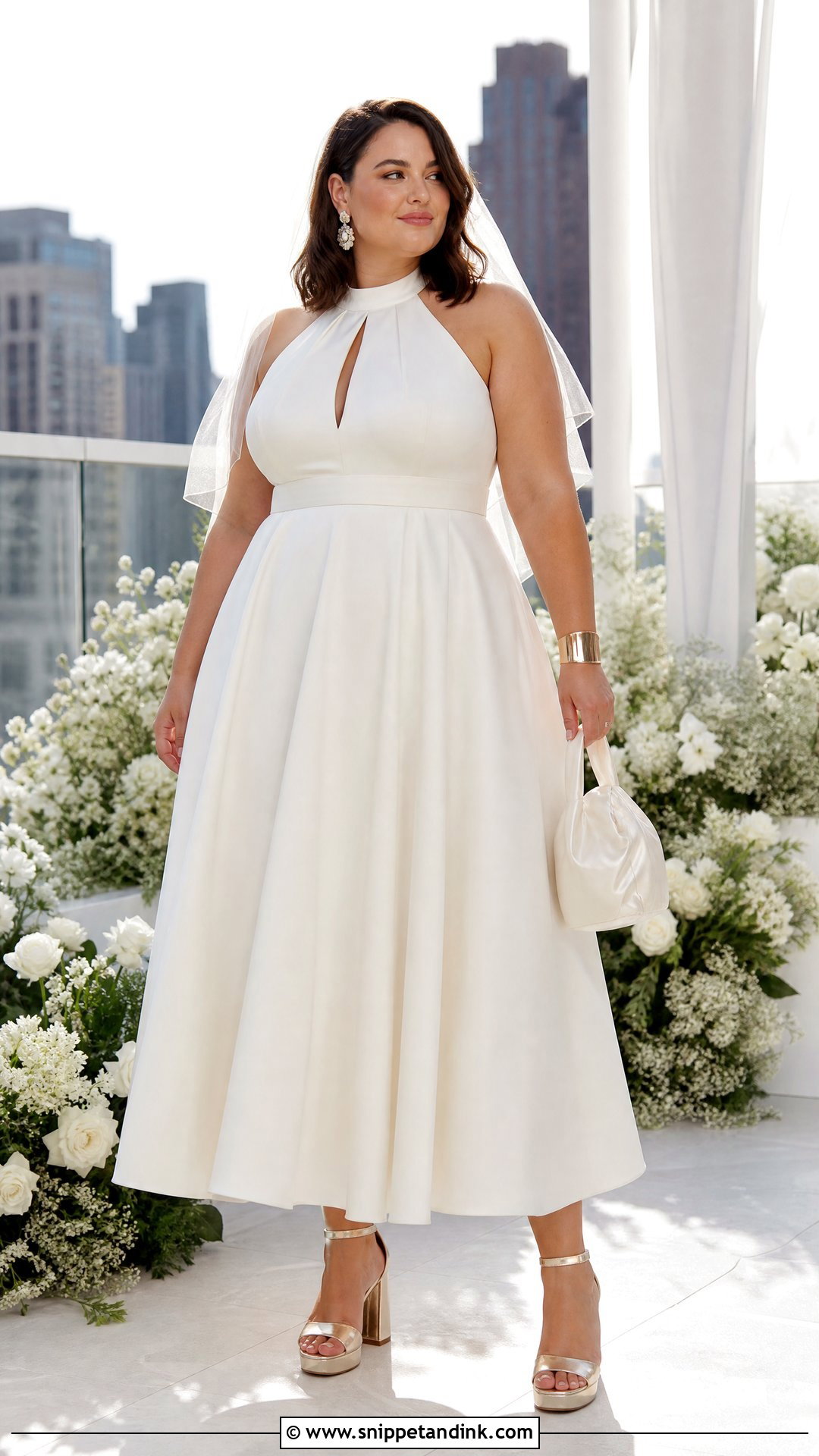 Plus Size Tea Length Halter Wedding Dress - Snippet and Ink - 20 Plus Size Tea Length Wedding Dress Ideas