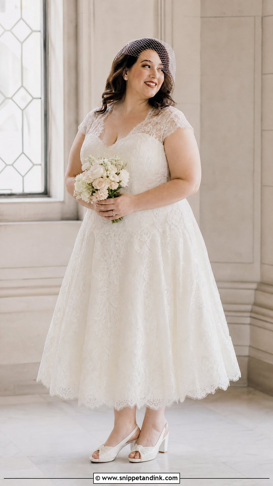 Plus Size Tea Length Lace Wedding Dress - Snippet and Ink - 20 Plus Size Lace Wedding Dress Ideas