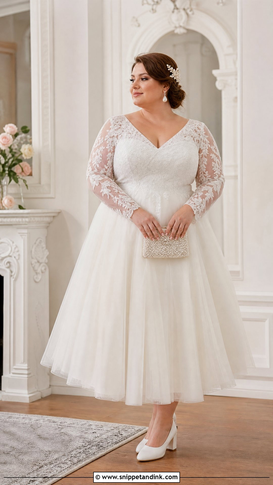 Plus Size Tea Length Long Sleeve Wedding Dress - Snippet and Ink - 20 Plus Size Tea Length Wedding Dress Ideas